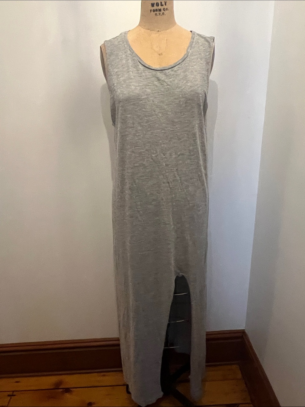 H&M Divided Cotton Round Neck Sleeveless Maxi Dress Grey L